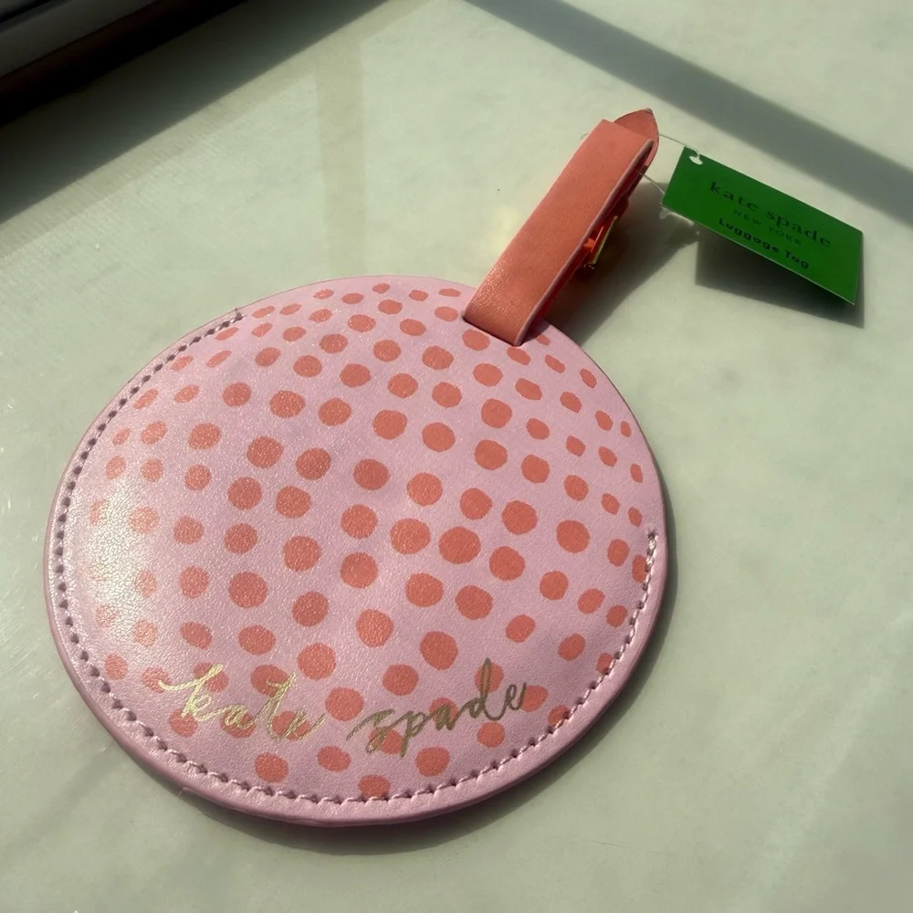 Kate Spade Pink and Orange Golf Ball Luggage Tag - Picture 6 of 6
